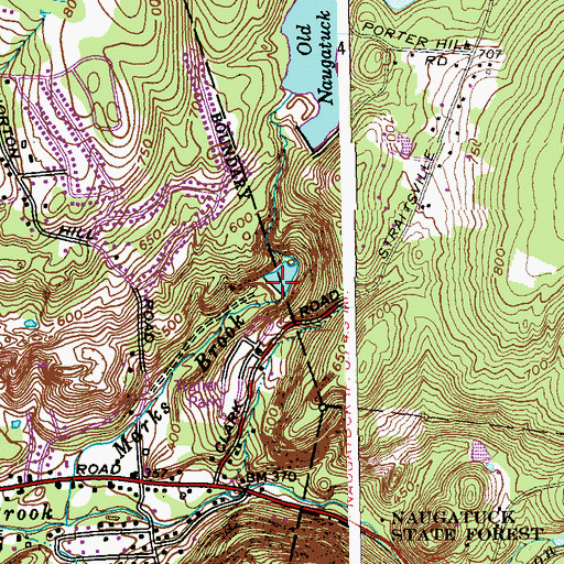 Topographic Map of Straitsville Reservoir Dam, CT