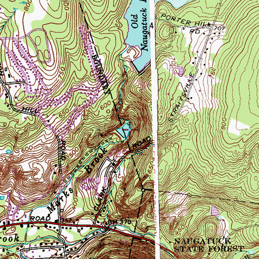 Topographic Map of Straitsville Reservoir, CT