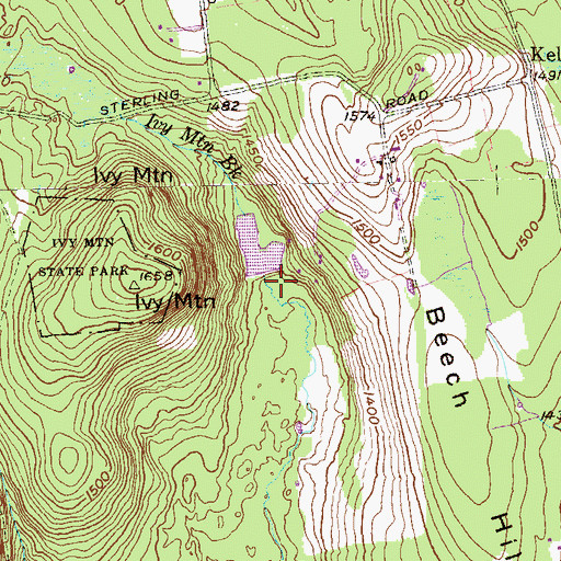 Topographic Map of Ivy Mountain Pond Dam, CT