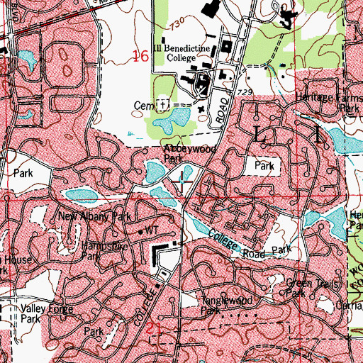 Topographic Map of Abbeywood Park, IL