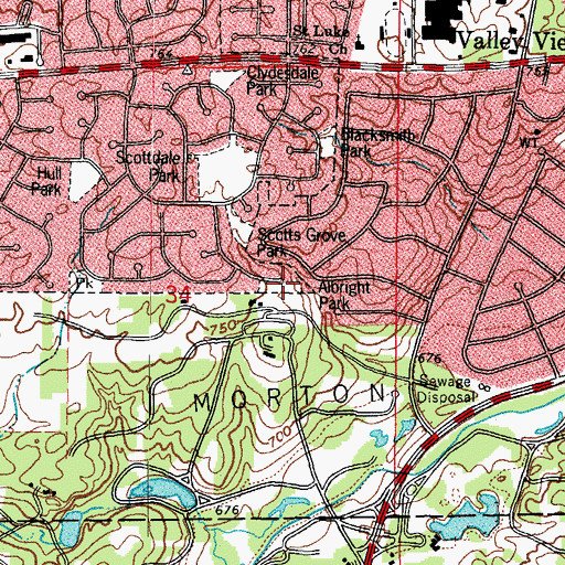 Topographic Map of Albright Park, IL