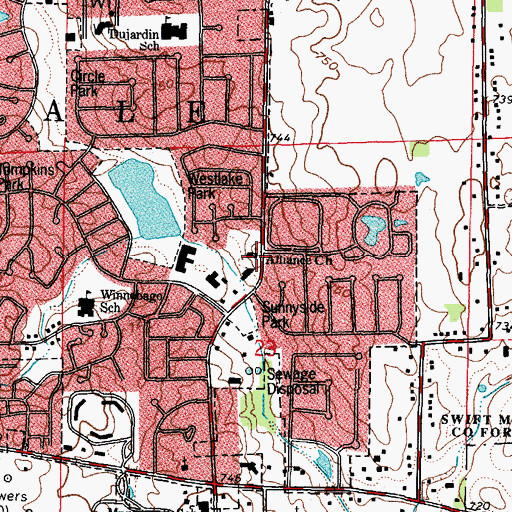 Topographic Map of Alliance Church, IL