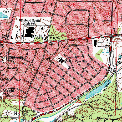 Topographic Map of Arbor View Elementary School, IL