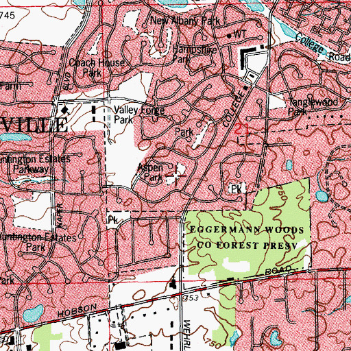 Topographic Map of Aspen Park, IL