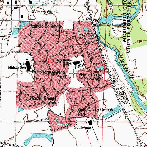 Topographic Map of Bainbridge Greens Park, IL