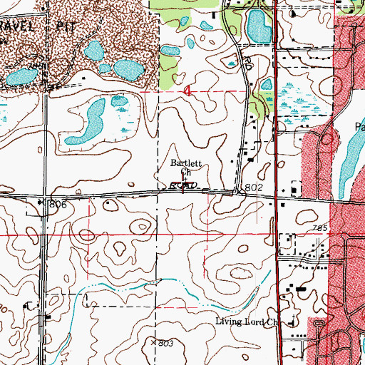 Topographic Map of Bartlett Baptist Church, IL
