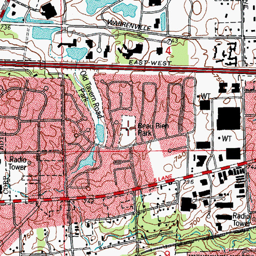 Topographic Map of Beau Bien Park, IL