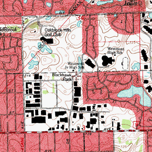 Topographic Map of Blackhawk Park, IL