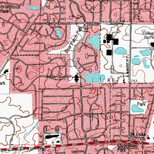 Topographic Map of Briar Glen Elementary School, IL