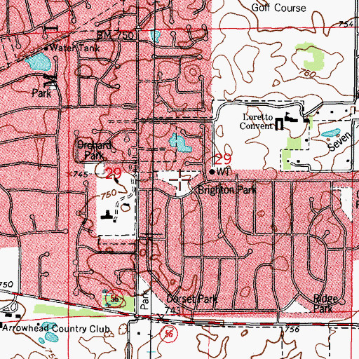 Topographic Map of Brighton Park, IL