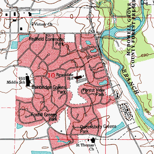 Topographic Map of Brookdale Elementary School, IL