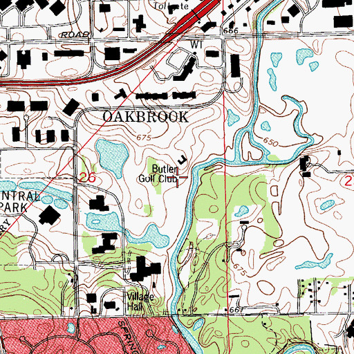 Topographic Map of Butler Golf Club, IL