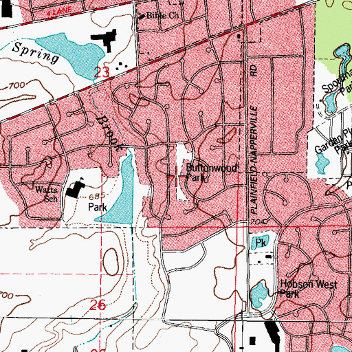 Topographic Map of Buttonwood Park, IL