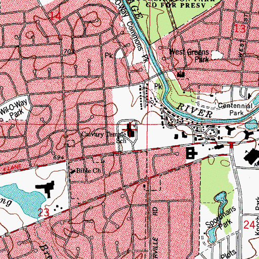 Topographic Map of Calvary Temple School, IL