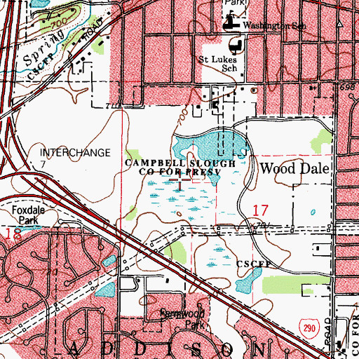 Topographic Map of Campbell Slough County Forest Preserve, IL