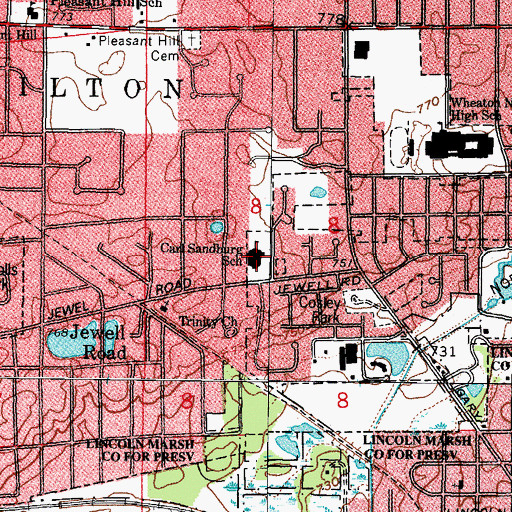 Topographic Map of Carl Sandburg Elementary School, IL