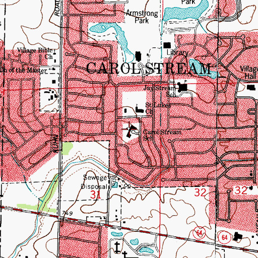 Topographic Map of Carol Stream Elementary School, IL
