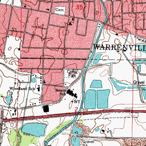 Topographic Map of Cerny Park, IL