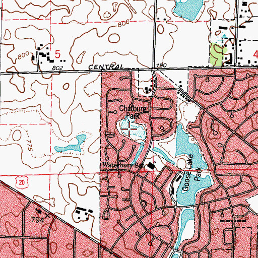 Topographic Map of Chatburg Park, IL