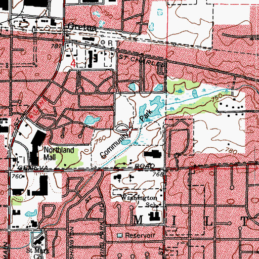 Topographic Map of Community Park, IL
