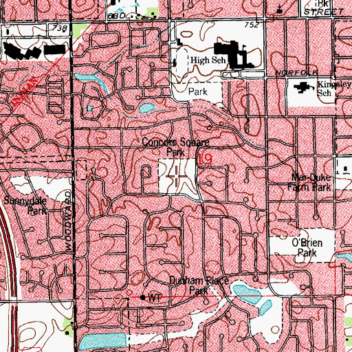 Topographic Map of Concord Square Park, IL