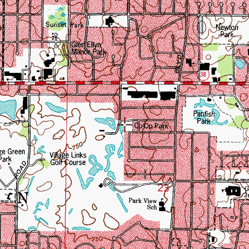 Topographic Map of Co-Op Park, IL