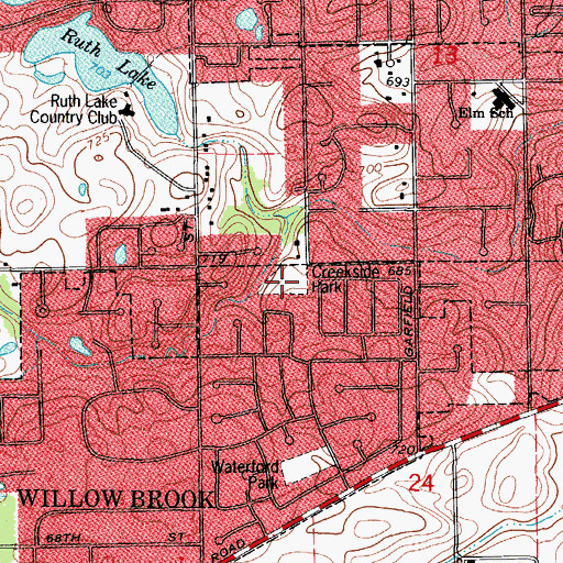Topographic Map of Creekside Park, IL