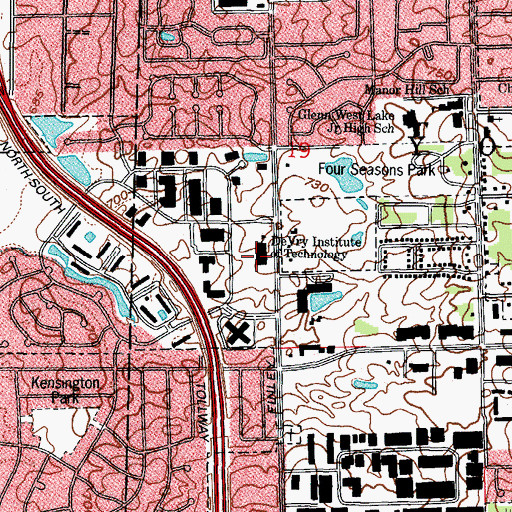 Topographic Map of DeVry University, IL