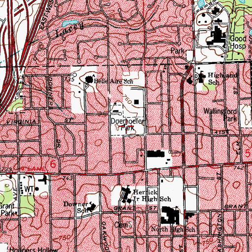 Topographic Map of Doerhoefer Park, IL