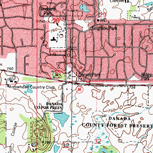 Topographic Map of Dorset Park, IL