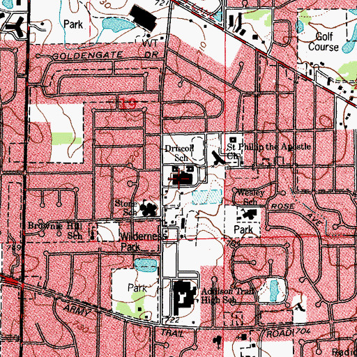 Topographic Map of Driscoll School (historical), IL