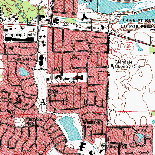 Topographic Map of DuJardin Elementary School, IL