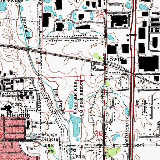 Topographic Map of East Branch Reserve County Forest Preserve, IL