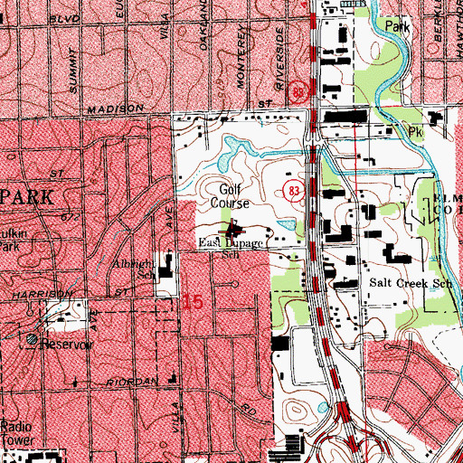 Topographic Map of East Dupage School, IL