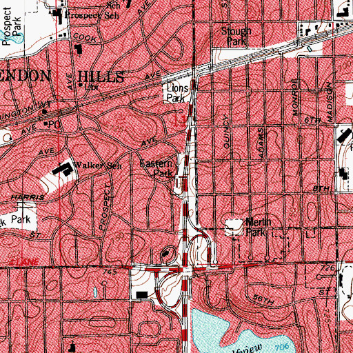 Topographic Map of Eastern Park, IL