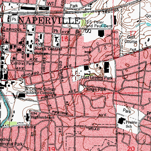Topographic Map of East Greens Park, IL
