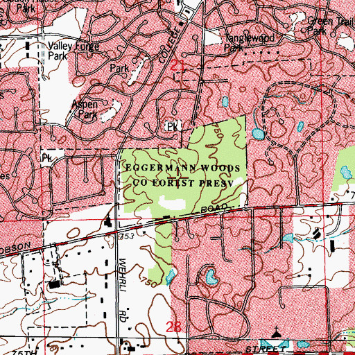 Topographic Map of Eggerman Woods County Forest Preserve, IL