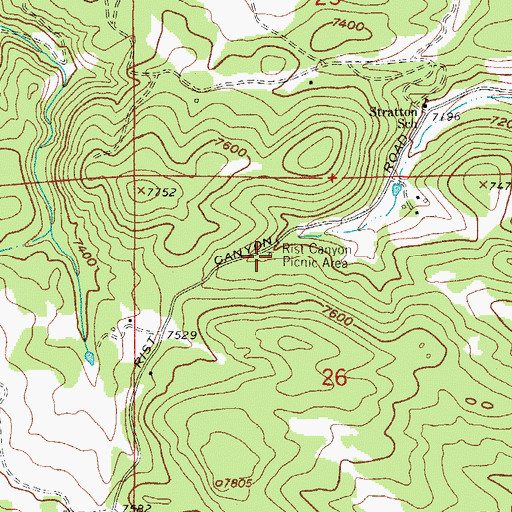 Topographic Map of Rist Canyon Picnic Area, CO