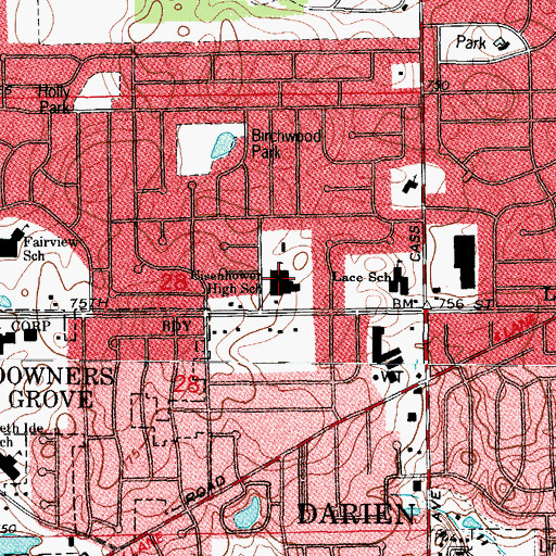 Topographic Map of Eisenhower Junior High School, IL