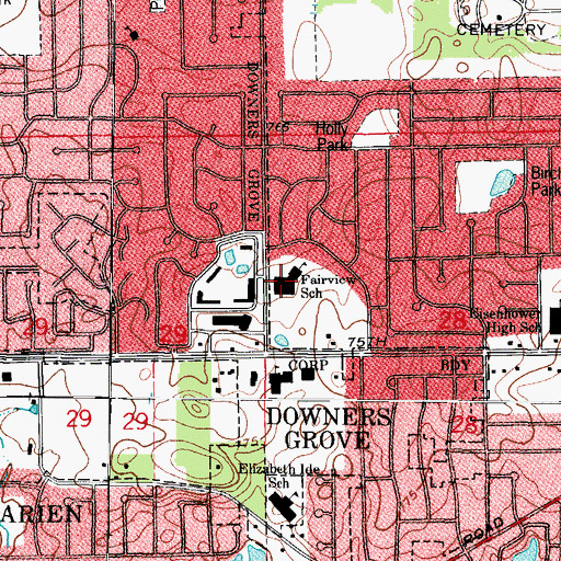 Topographic Map of Fairview Elementary School, IL