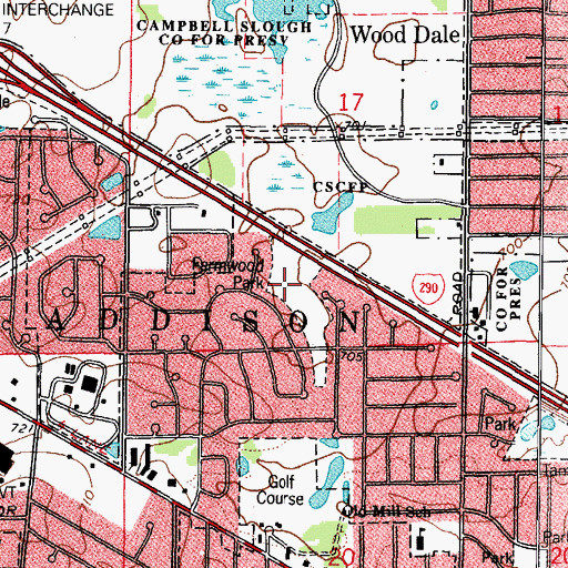 Topographic Map of Farmwood Park, IL