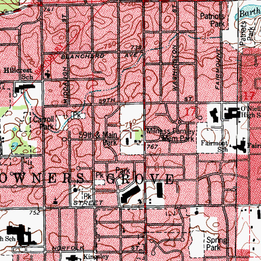 Topographic Map of Fiftyninth and Main Park, IL