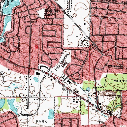 Topographic Map of Four Seasons Park, IL
