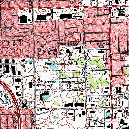 Topographic Map of Four Seasons Park, IL