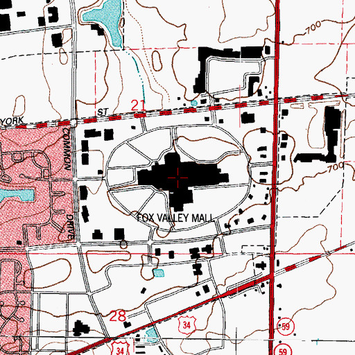 Topographic Map of Fox Valley Mall, IL