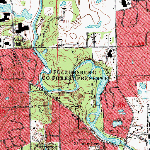 Topographic Map of Fullersburg County Forest Preserve, IL