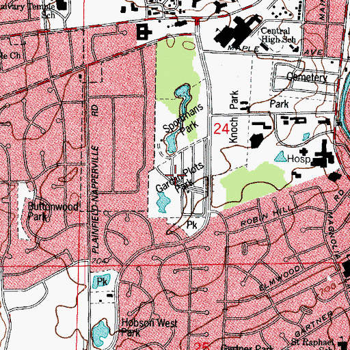 Topographic Map of Garden Plots Park, IL