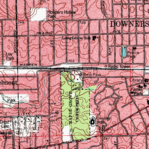Topographic Map of Gilbert Park, IL