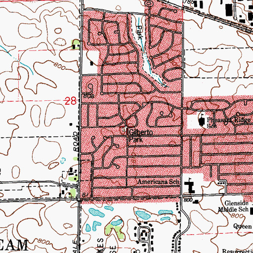Topographic Map of Gilberto Park, IL