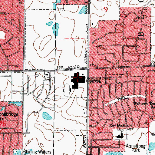 Topographic Map of Glenbard North High School, IL